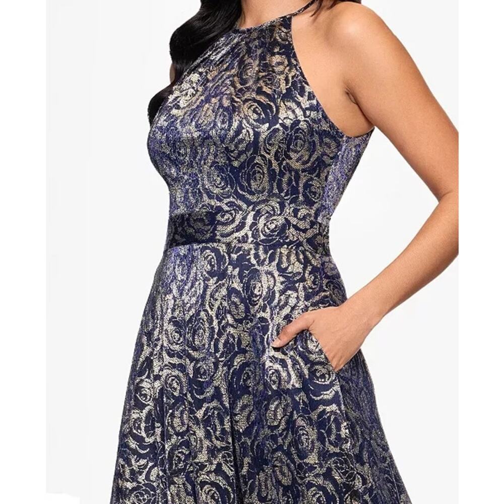 $279 Betsy & Adam Formal Evening Gown Size 10P Metallic Wedding Party Dress - Picture 5 of 15